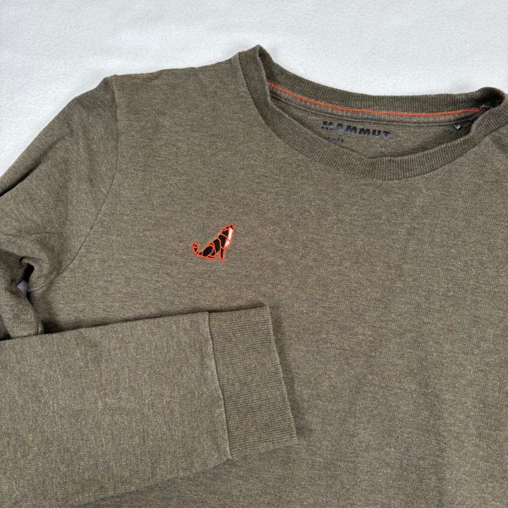 Mammut Mens Olive Green Long Sleeve Crewneck Sweatshirt Wolf‎ Logo